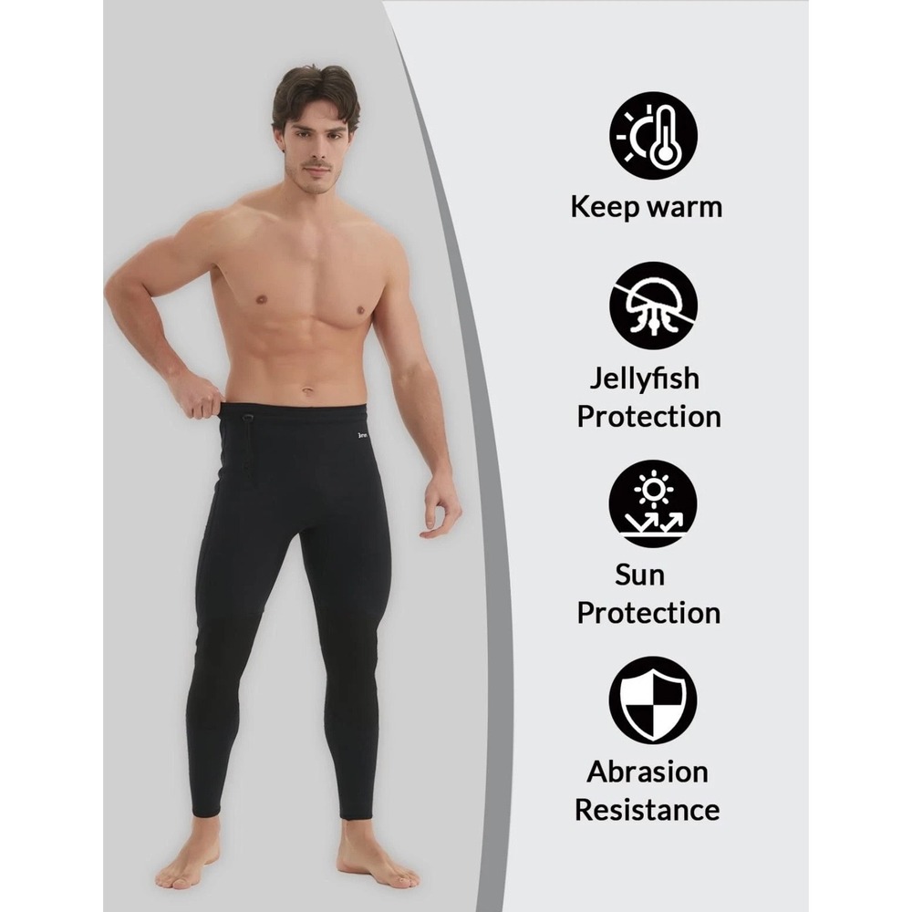 Lemorecn Mens 3mm Neoprene Wetsuit Pants Black Scuba Diving Surfing Leggings 3XL